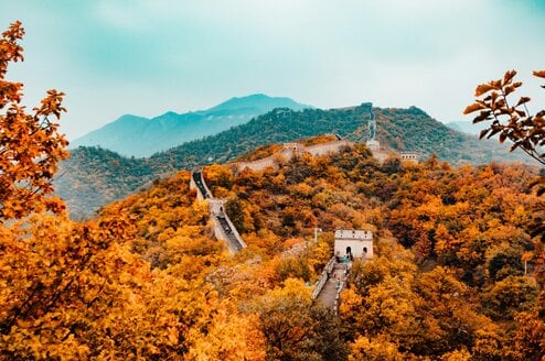 The great wall of China during autumn